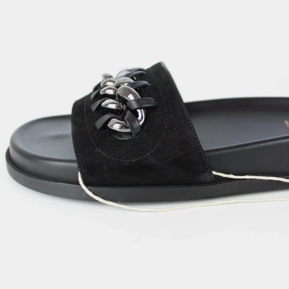 NEW VALENTINO GARAVANI Chain Slide Sandal, Black, EU 38.5 - Picture 12 of 16